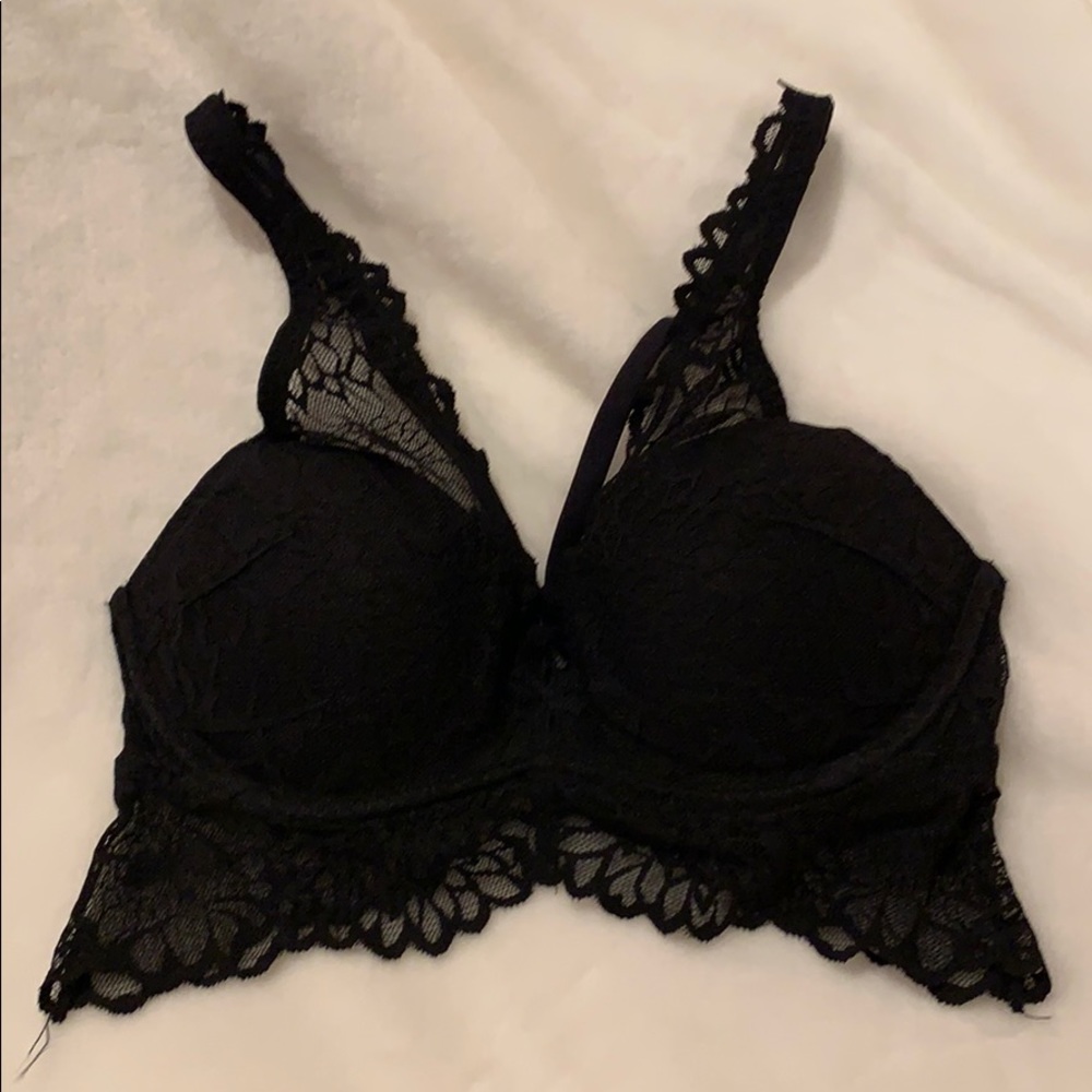 Victoria Secret Pink Black Lace Push Up Bralette